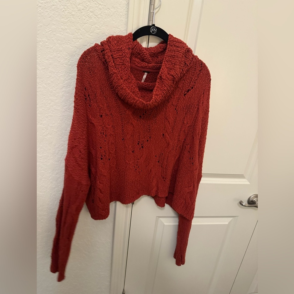 Burnt orange relaxed turtleneck knitted sweater
